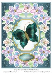 Large Floral Card Front with Butterfly 3