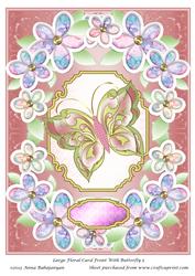 Large Floral Card Front with Butterfly 5