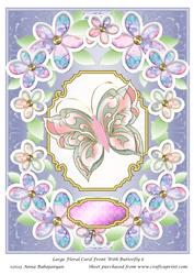 Large Floral Card Front with Butterfly 6