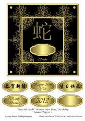 Year of Snake Chinese New Year/ Birthday Square Topper 1