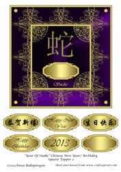 Year of Snake Chinese New Year/ Birthday Square Topper 2