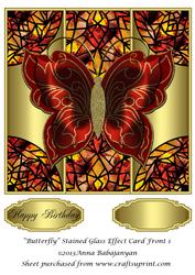 Butterfly Stained Glass Effect Card Front 1