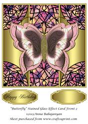 Butterfly Stained Glass Effect Card Front 2