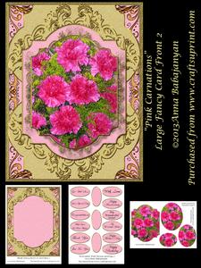 Pink Carnations Large Fancy Card Front 2