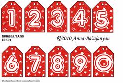 Number Tags ( Red )
