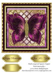 Multi-layered Square Topper with Butterfly 1