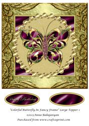 Colorful Butterfly in Fancy Frame Large Topper 1