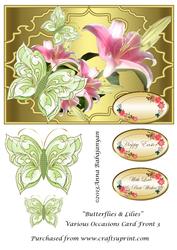 Butterflies & Lilies Various Occasions Card Front 3