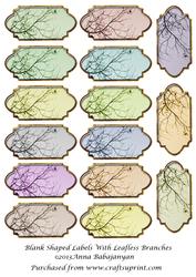 Blank Shaped Labels with Leafless Branches