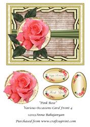 Pink Rose Various Occasions Card Front 4