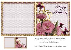 Happy Birthday Square Floral Card