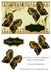 One for Love & One for Happiness Topper with Butterflies 3