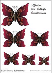 Affection Red Butterfly Embellishments