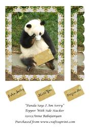 Panda Says I Am Sorry Topper with Side Stacker