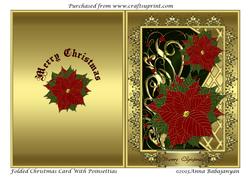 Folded Christmas Card with Poinsettias