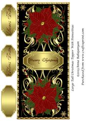 Large Tall Christmas Topper with Poinsettias