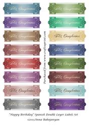 Happy Birthday Spanish Double Layer Labels Set