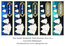 Bon Nadal Bookmarks with Christmas Trees Set 2
