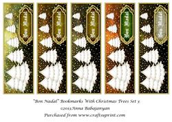 Bon Nadal Bookmarks with Christmas Trees Set 3