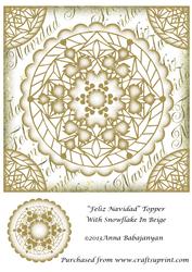 Feliz Navidad Topper with Snowflake in Beige