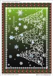 A4 Three Christmas Trees (green)