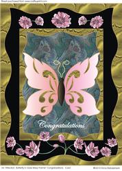 A4 Affection Butterfly in Gold Frame Congratulations Card