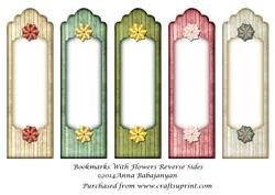 Bookmarks with Flowers Reverse Sides