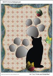 A4 "cat, Prints and Butterflies"