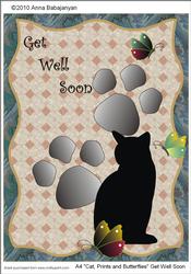 A4 "cat, Prints and Butterflies" Get Well Soon
