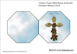 Easter Cross with Roses & Pearls Octogon Shaped Card