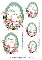Glitter Easter Eggs with Lilies Set 3