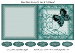 Blue-black Butterfly Cut & Fold Card