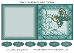 Blue-cream Butterfly Cut & Fold Card