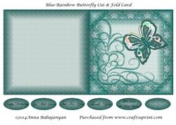 Blue-rainbow Butterfly Cut & Fold Card