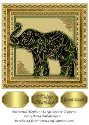 Patterned Elephant Large Square Topper 1