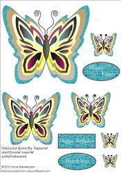 Colourful Butterfly Toppers/ Card Fronts/ Inserts/ Embellishments
