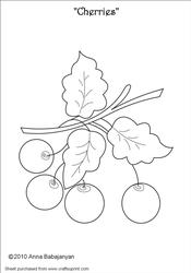 Cherries Digital Stamp, Glass Painting