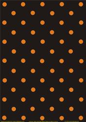 Orange Polka Dots with White Outline on Black (10mm)