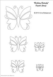 Birthday Butterfly Digital Stamp