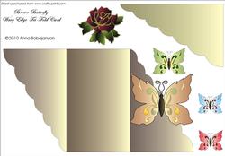 Brown Butterfly Wavy Edge Tri- Fold Card