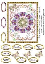 Floral Mandala & Butterfly Large Card Front