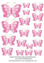 Joyful Pink Butterfly Embellishments