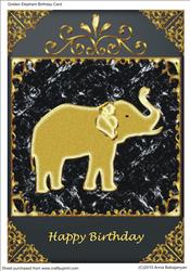 Golden Elephant Birthday Card