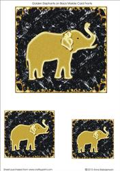 Golden Elephants on Black Marble Card Fronts