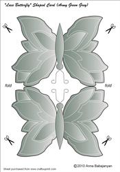 Lace Butterfly Shaped Card (army-green Grey)
