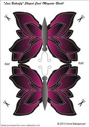 Lace Butterfly Shaped Card (magenta-black)