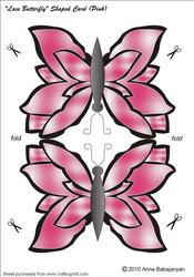 Lace Butterfly Shaped Card (pink)