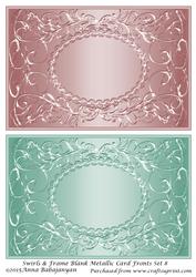 Swirls & Frame Blank Metallic Card Fronts Set 8
