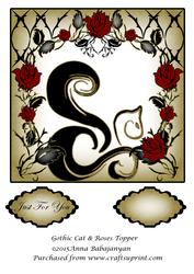 Gothic Cat & Roses Topper