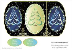 Three Swirly Christmas Trees Wavy Edge Tri-fold Card